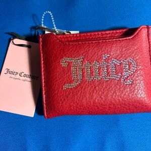 Juicy Couture Red wallet with AB stones & pull out card case (new)